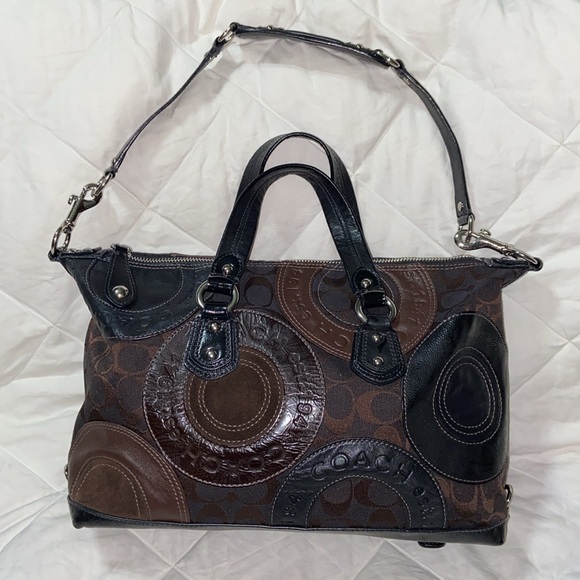 Vintage Like new Coach Ashley Chocolate Patchwork Satchel shoulder bag - Picture 1 of 16